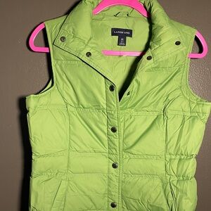 Lands' End Lime Green Quilted Vest